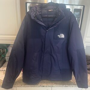 NORTH FACE 3/1 DOWN LINED JACKET EUC NAVY MENS XL PTP 25.5 RETAIL $599 RARE